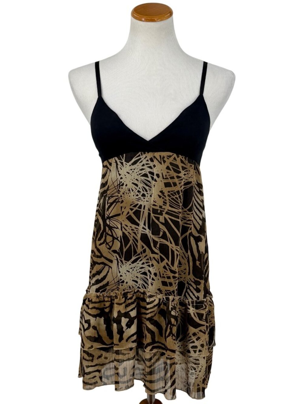 Guess Animal Print Ruffle Hem Babydoll Dress | Indie Sleaze Whimsigoth Edgy Y2K